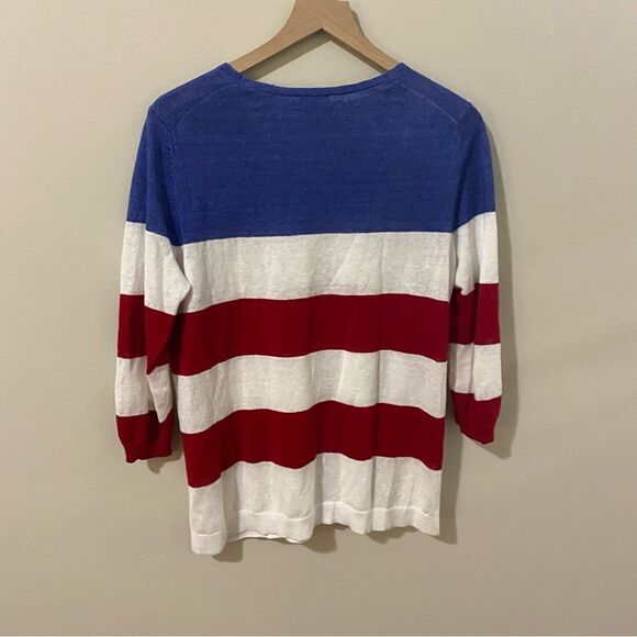 Talbots FLAG STRIPE LINEN SWEATER - Picture 3 of 6